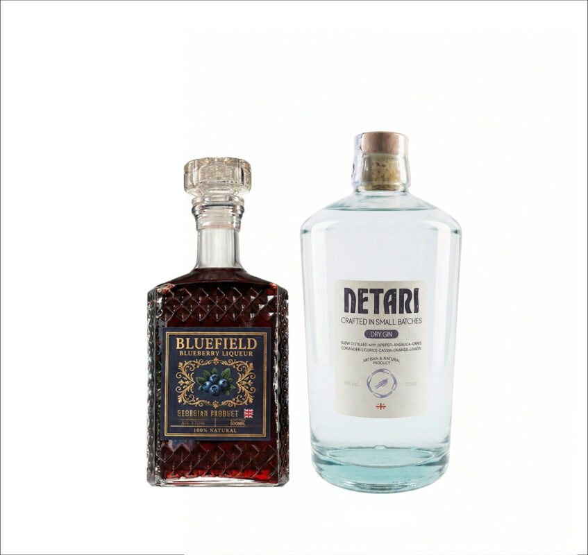 Netari Dry Gin 700ml + Bluefield, Blueberry Liqueur 500ml